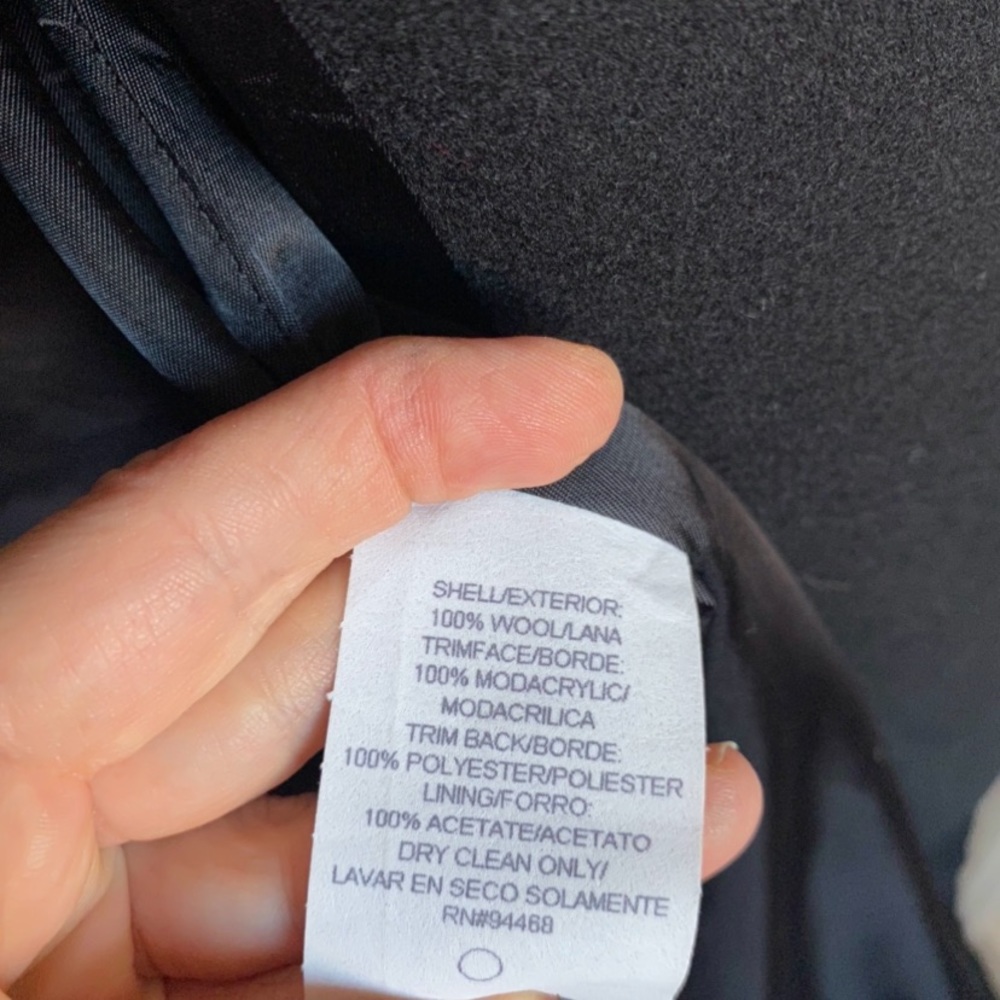 Vintage 90s Iconic Black Wool Trench Peacoat/Jacket by Liz Claiborne 14 - Picture 13 of 14